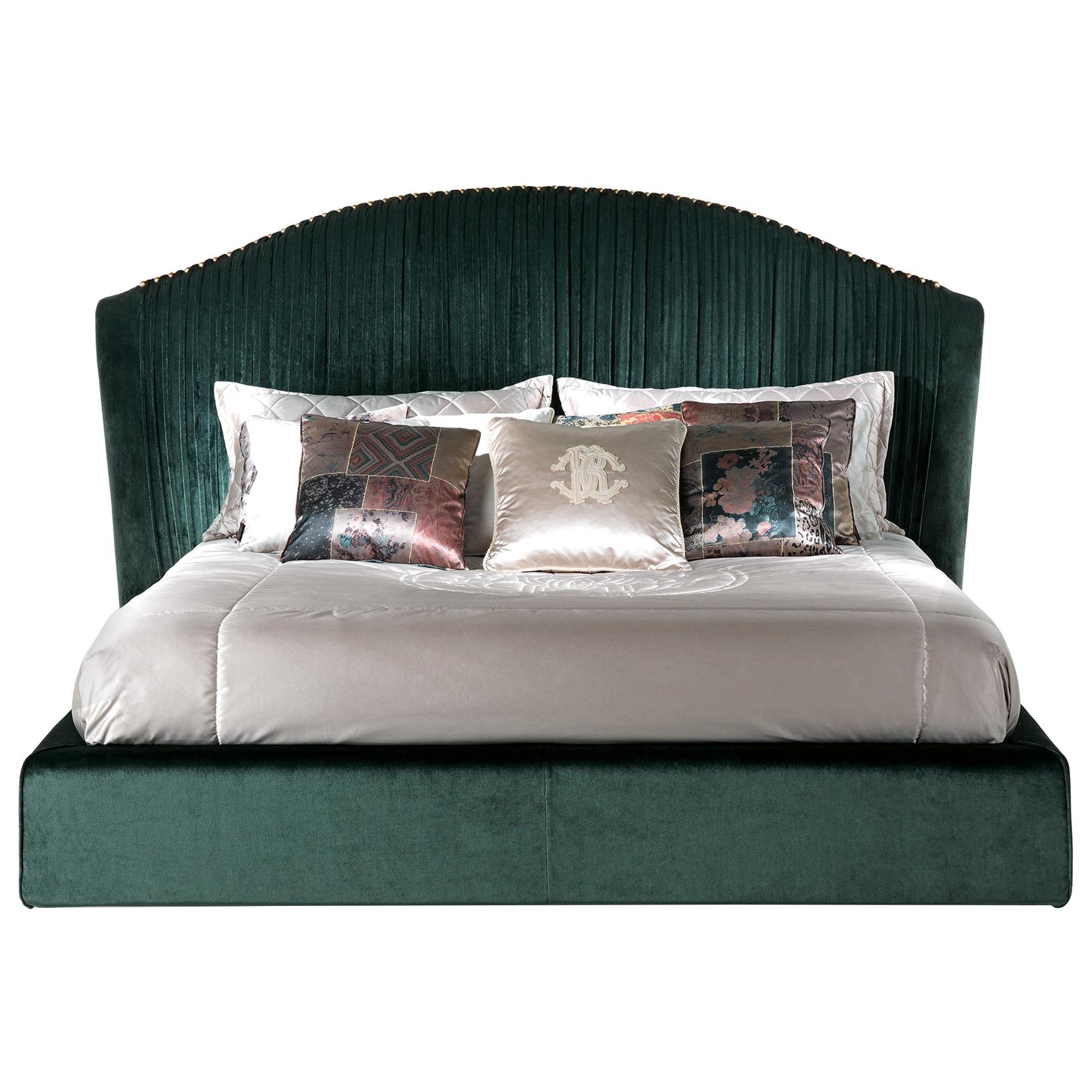 21st Century Sharpei Bed in Green Velvet by Roberto Cavalli Home Interiors
