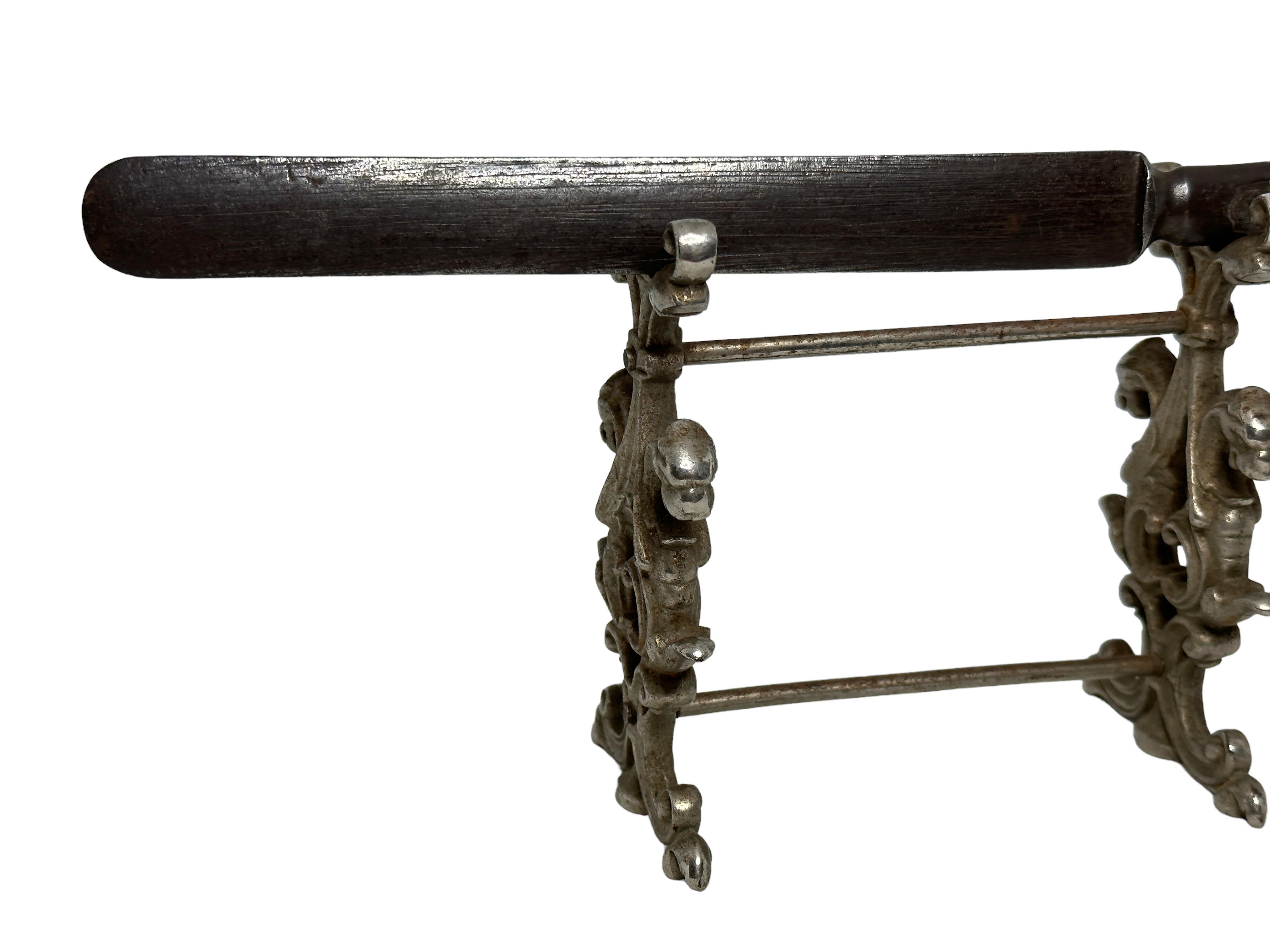 Sharpening Steel and Knife Rest Stand Set Antique Austria, 1890s 1