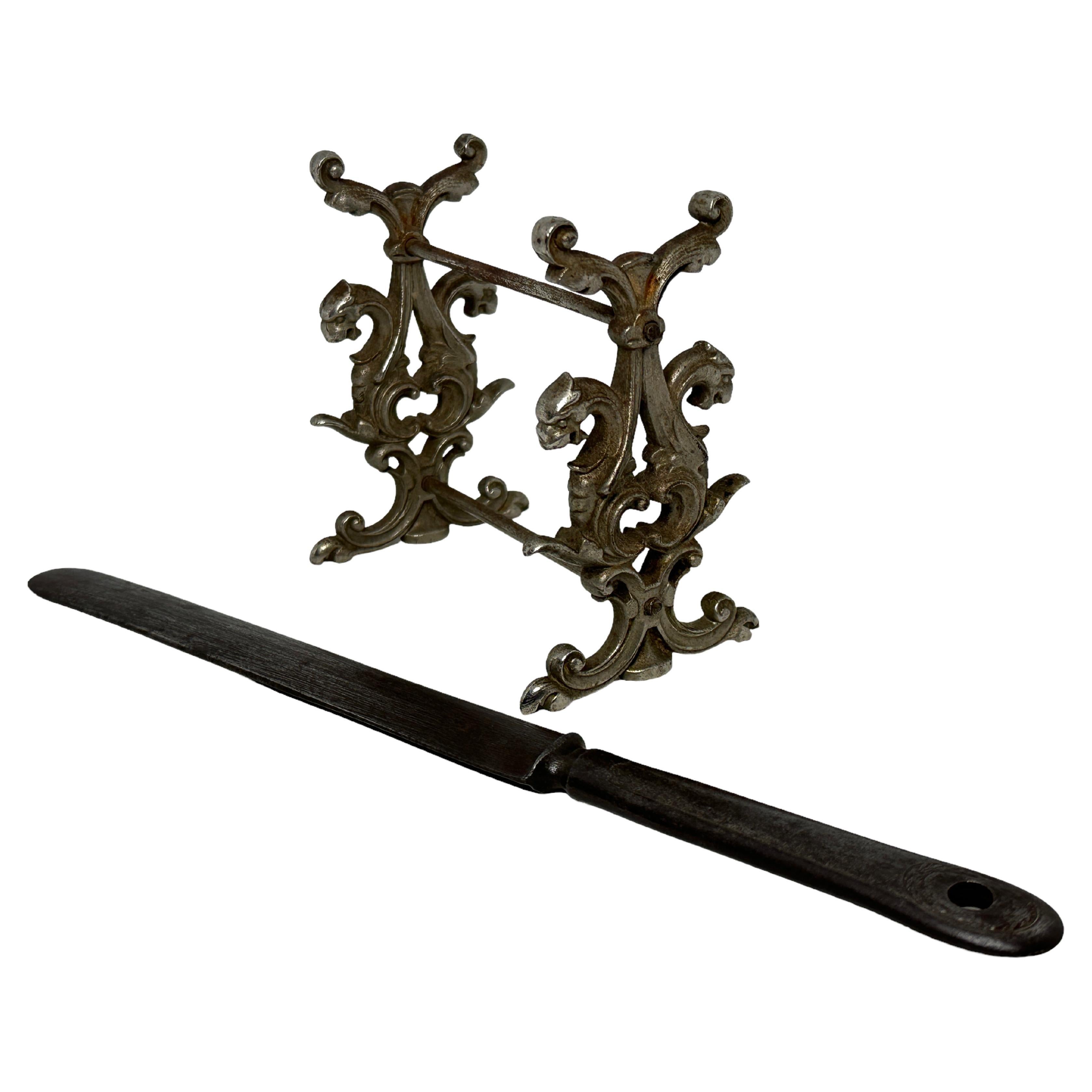 Sharpening Steel and Knife Rest Stand Set Antique Austria, 1890s