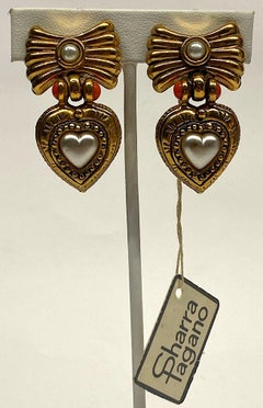 Sharra Pagano 1980s Heart Pendant Earrings