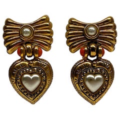 Vintage Sharra Pagano 1980s Heart Pendant Earrings