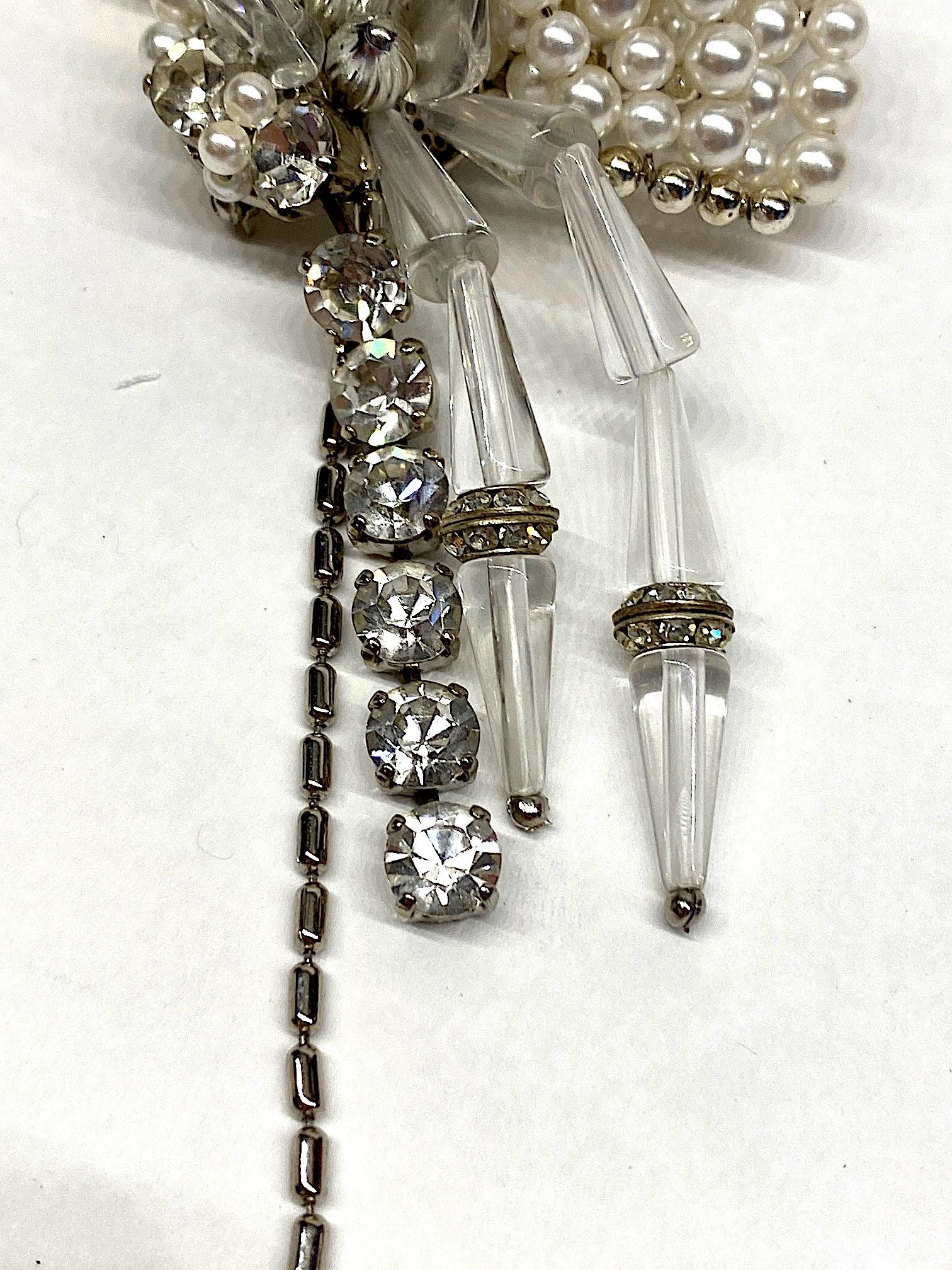 Sharra Pagano Impressive & Large Pearl , Rhinestone and Glass Flower Brooch 5