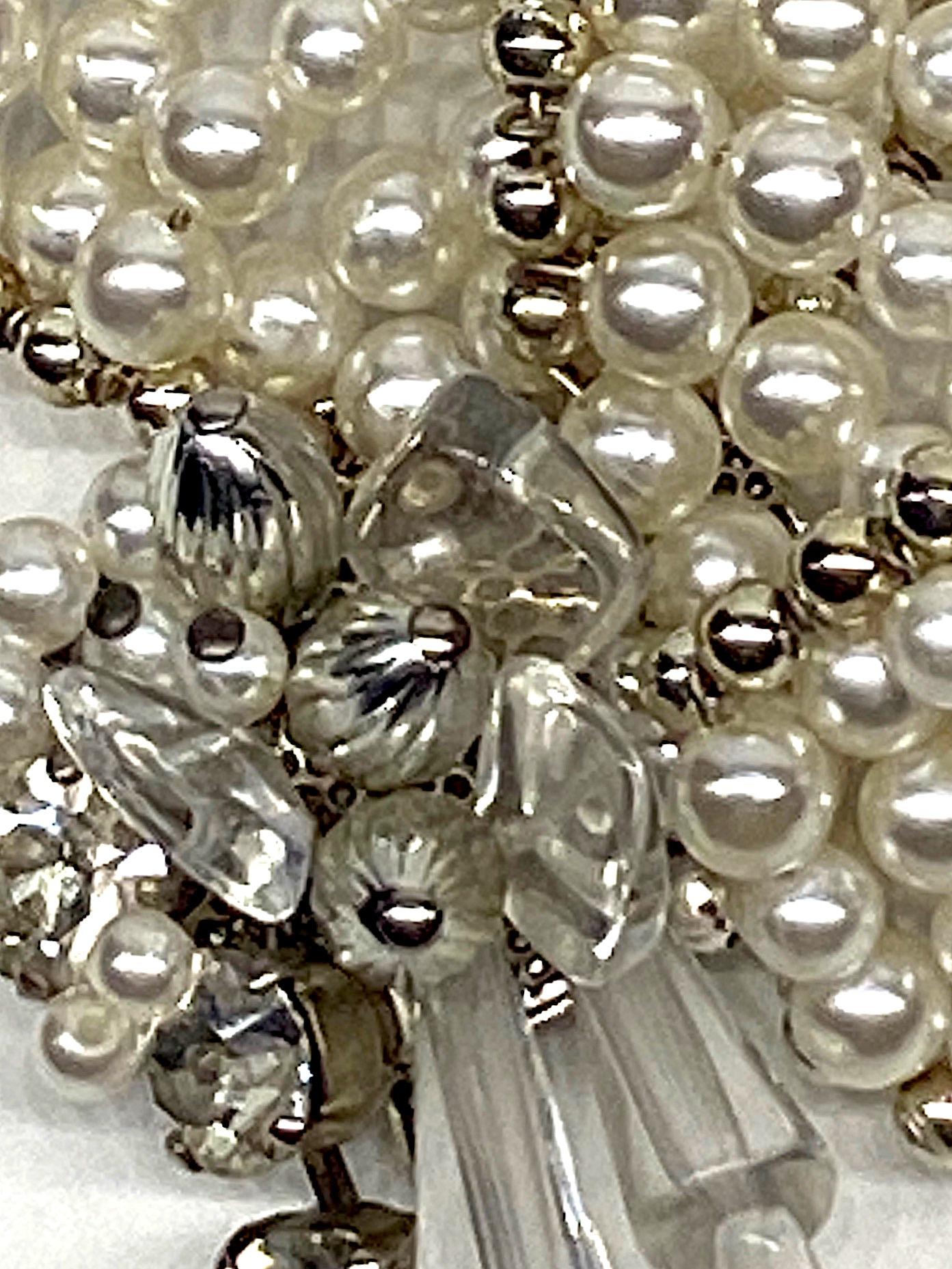 Bead Sharra Pagano Impressive & Large Pearl , Rhinestone and Glass Flower Brooch