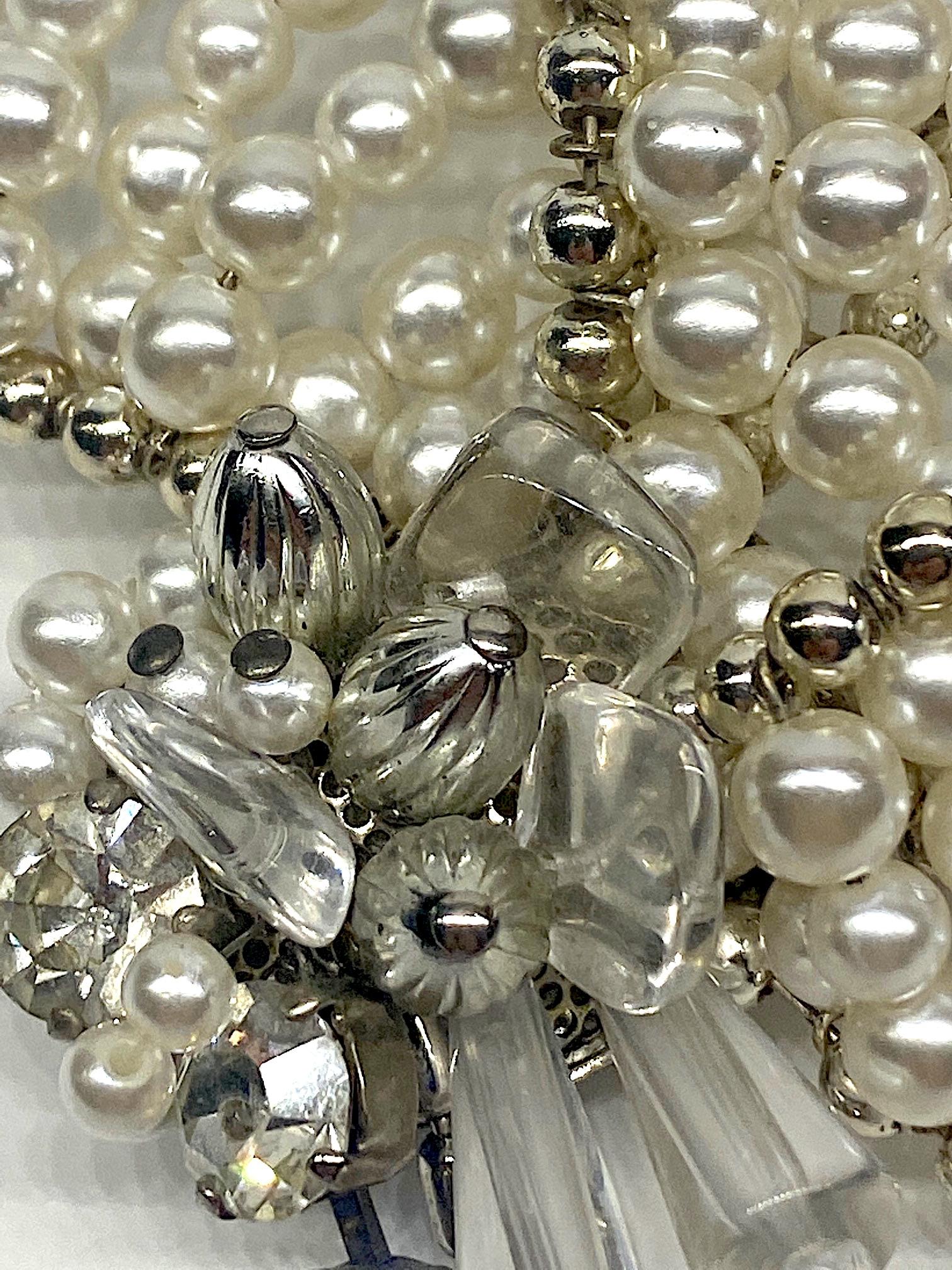 Sharra Pagano Impressive & Large Pearl , Rhinestone and Glass Flower Brooch In Good Condition In New York, NY