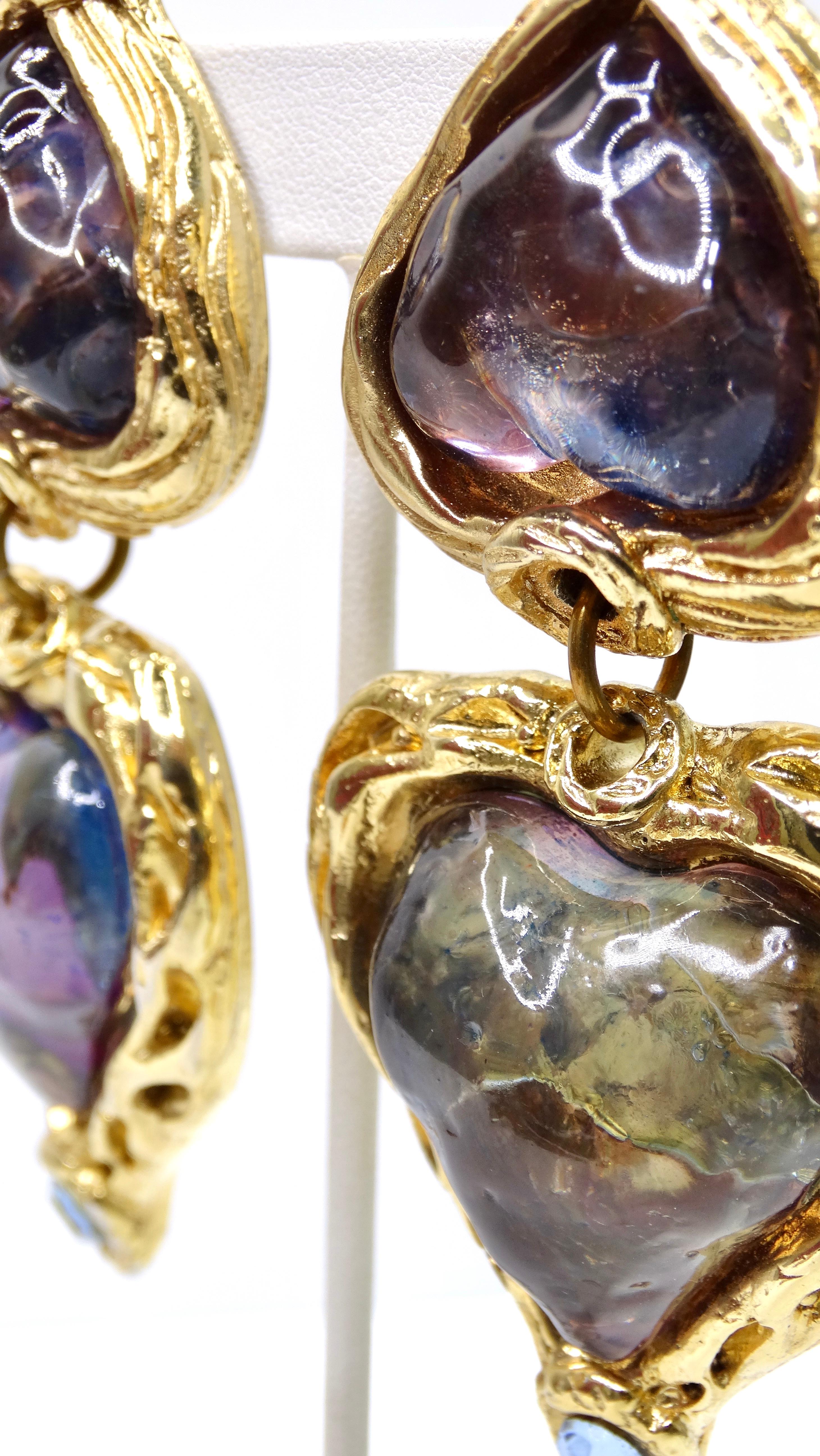 Sharra Pagano Vintage Oversized Resin Hearts Dangling Earrings 1