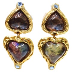 Sharra Pagano Retro Oversized Resin Hearts Dangling Earrings