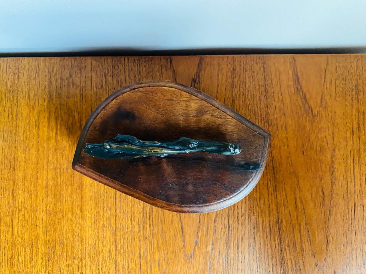 Shatsby Brutalist Bronze and Wood Lidded Box 4