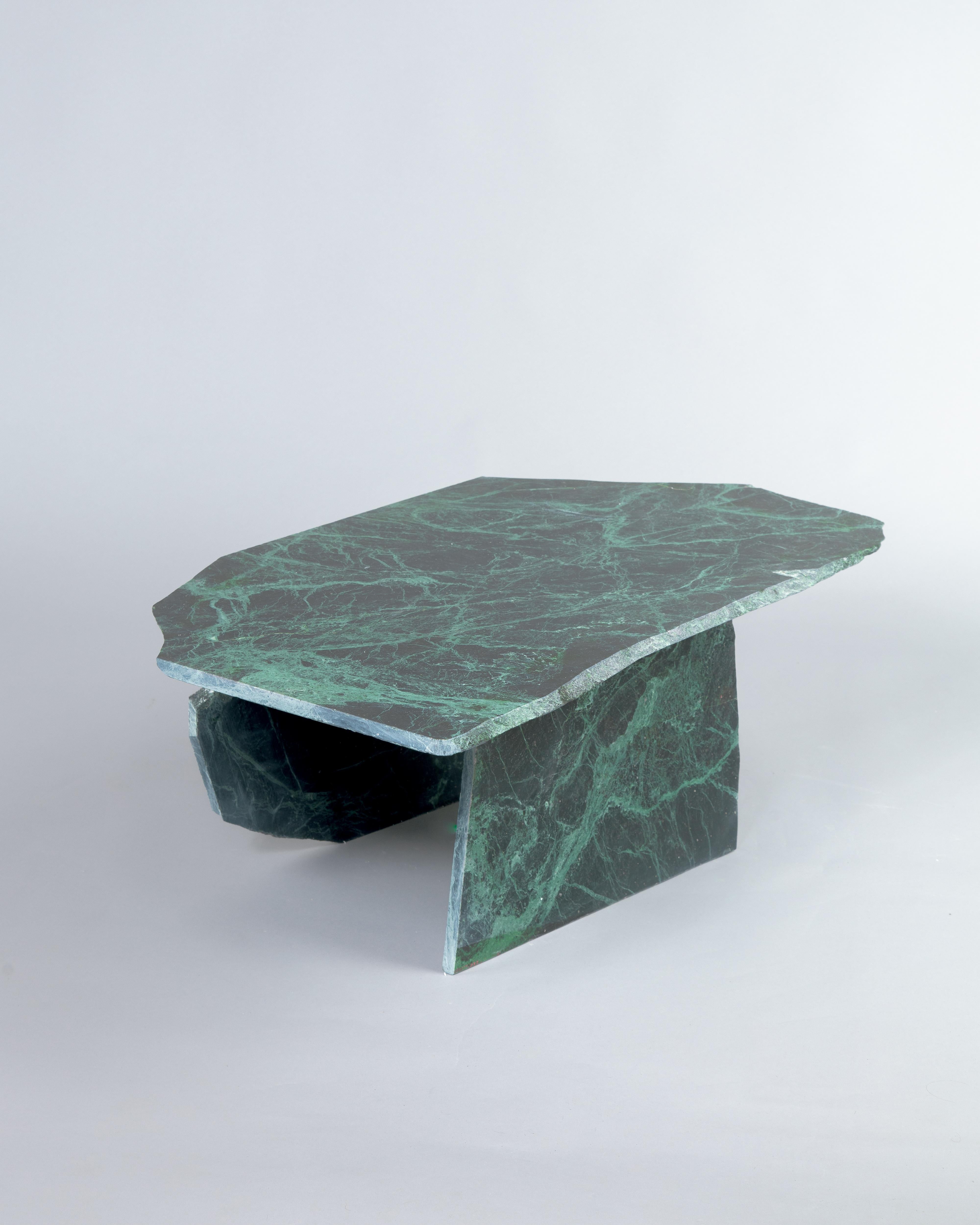 Shattered table maxi by Daniel Nikolovski
One of a kind piece
Dimensions: W 97 x D 53 x H 32 cm
Also available in W 68 x D 40 x H 27 cm.
Materials: Serpentino Marble Matt

Leftover shattered marble pieces turned into functional coffee tables.