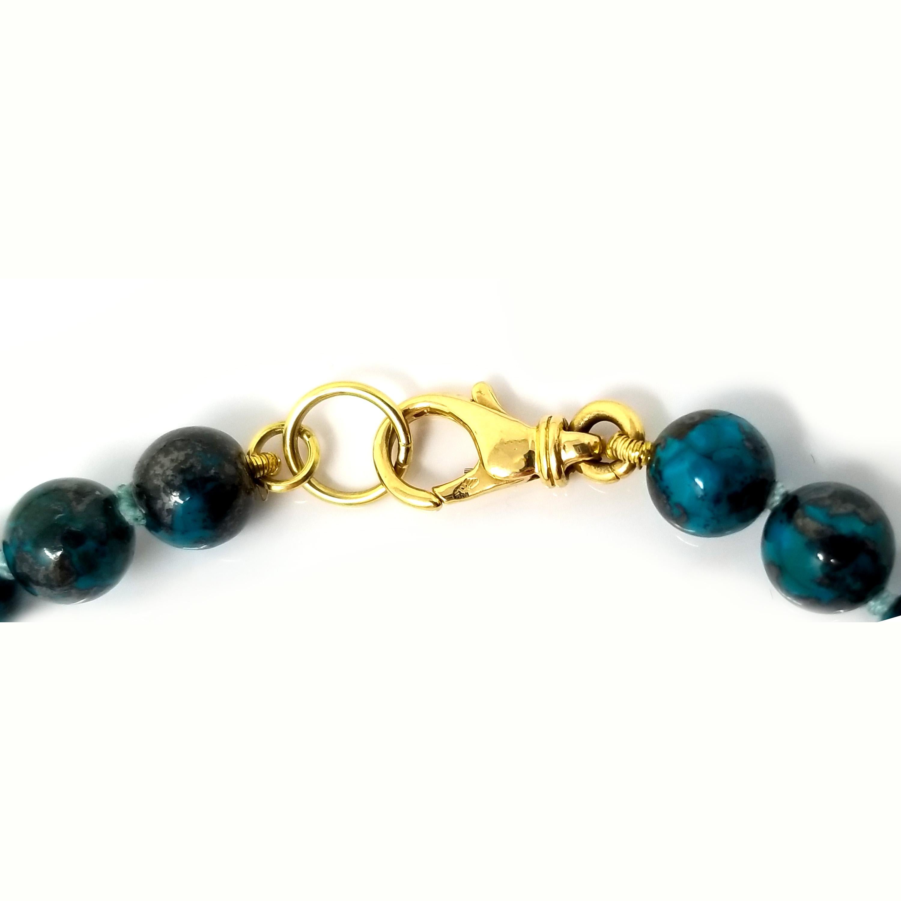 Women's or Men's Chrysocolla and 18kt Beaded Necklace by Cynthia Scott Jewelry