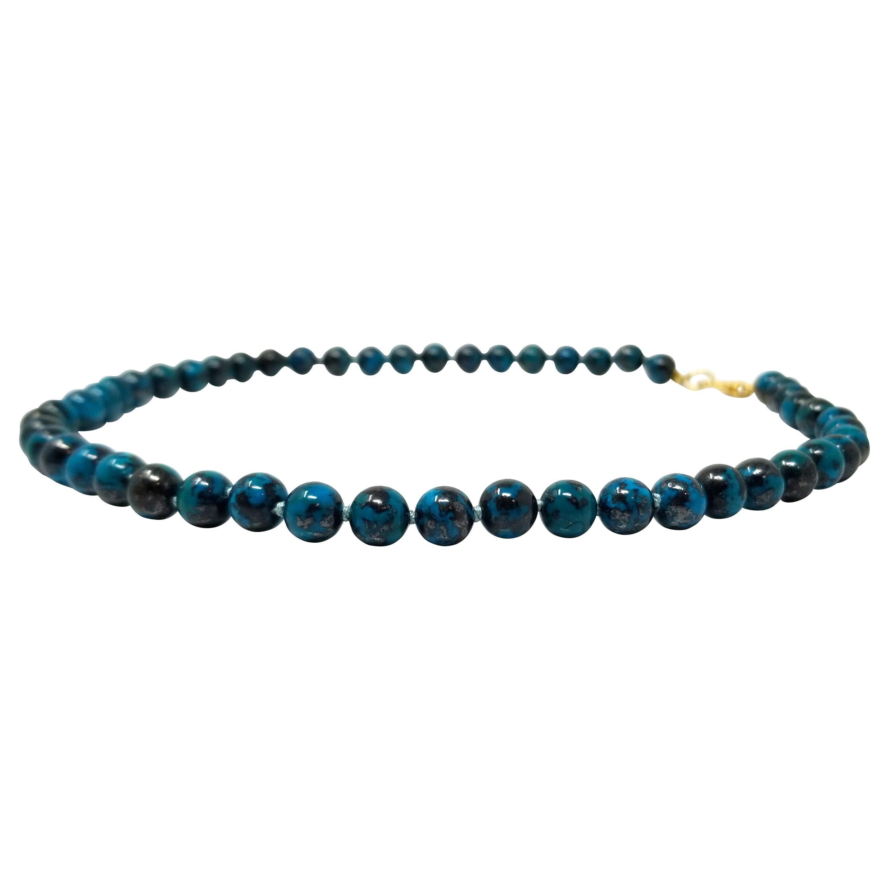 Chrysocolla and 18kt Beaded Necklace by Cynthia Scott Jewelry