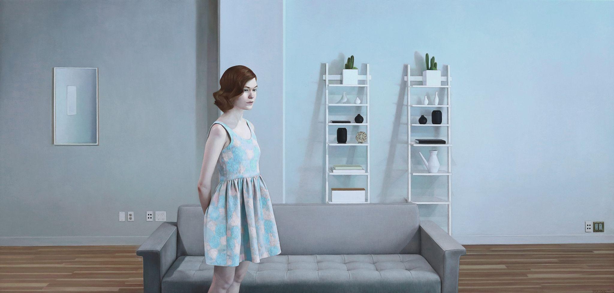 Grey Couch - Painting by Shaun Downey