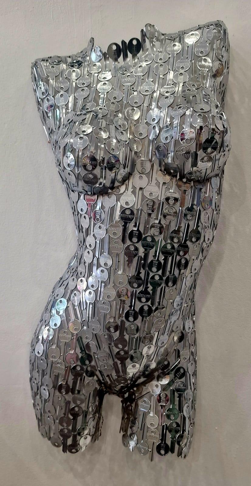 Shaun Gagg Figurative Sculpture - Female Key Torso - Chromed Edition