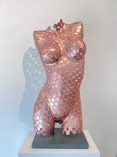 Female Torso 2p (Base)-original female form metal sculpture-contemporary art 