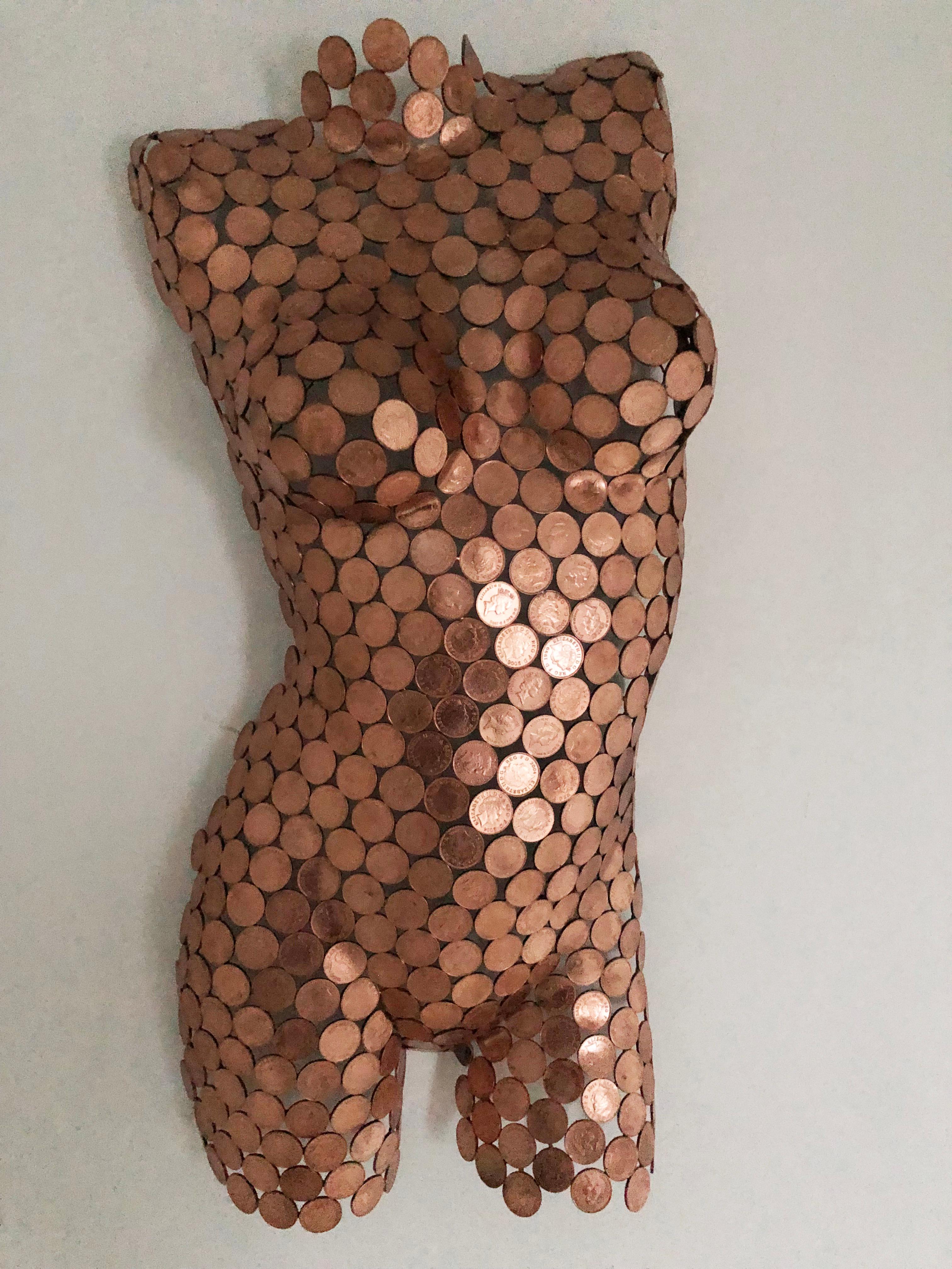 Female Torso 2p (Base)-original metal female form sculpture-contemporary art  - Sculpture by Shaun Gagg