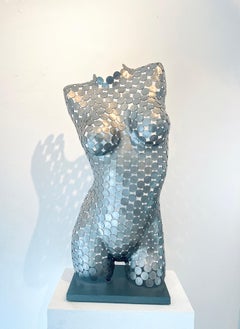 Torso 10p (Front) - original female form metallic sculpture -contemporary art 