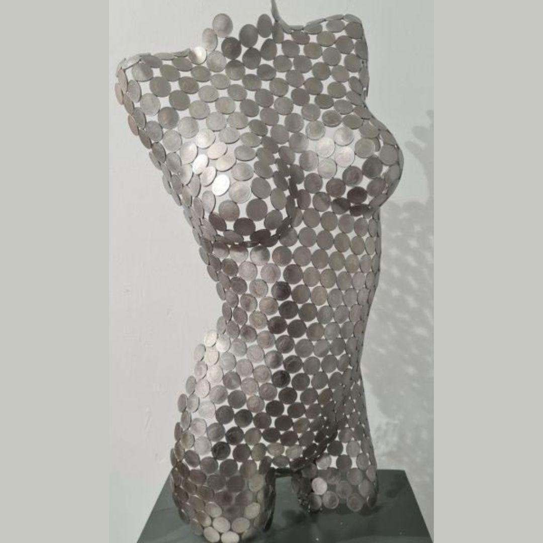 Torso 10p (Front) - original metallic female form sculpture - contemporary art  - Sculpture by Shaun Gagg