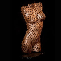Torso 2p (Front) - original metallic female form sculpture - contemporary art 