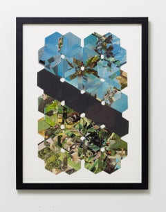 "Detail 2", Abstract Woven Geometric Mixed Media Framed Assemblage