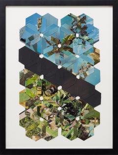 "Detail 2", Abstract Woven Geometric Mixed Media Framed Assemblage