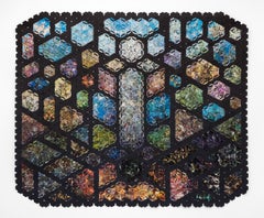 "I II", Colorful Woven Paper Geometric Kaleidoscope Assemblage