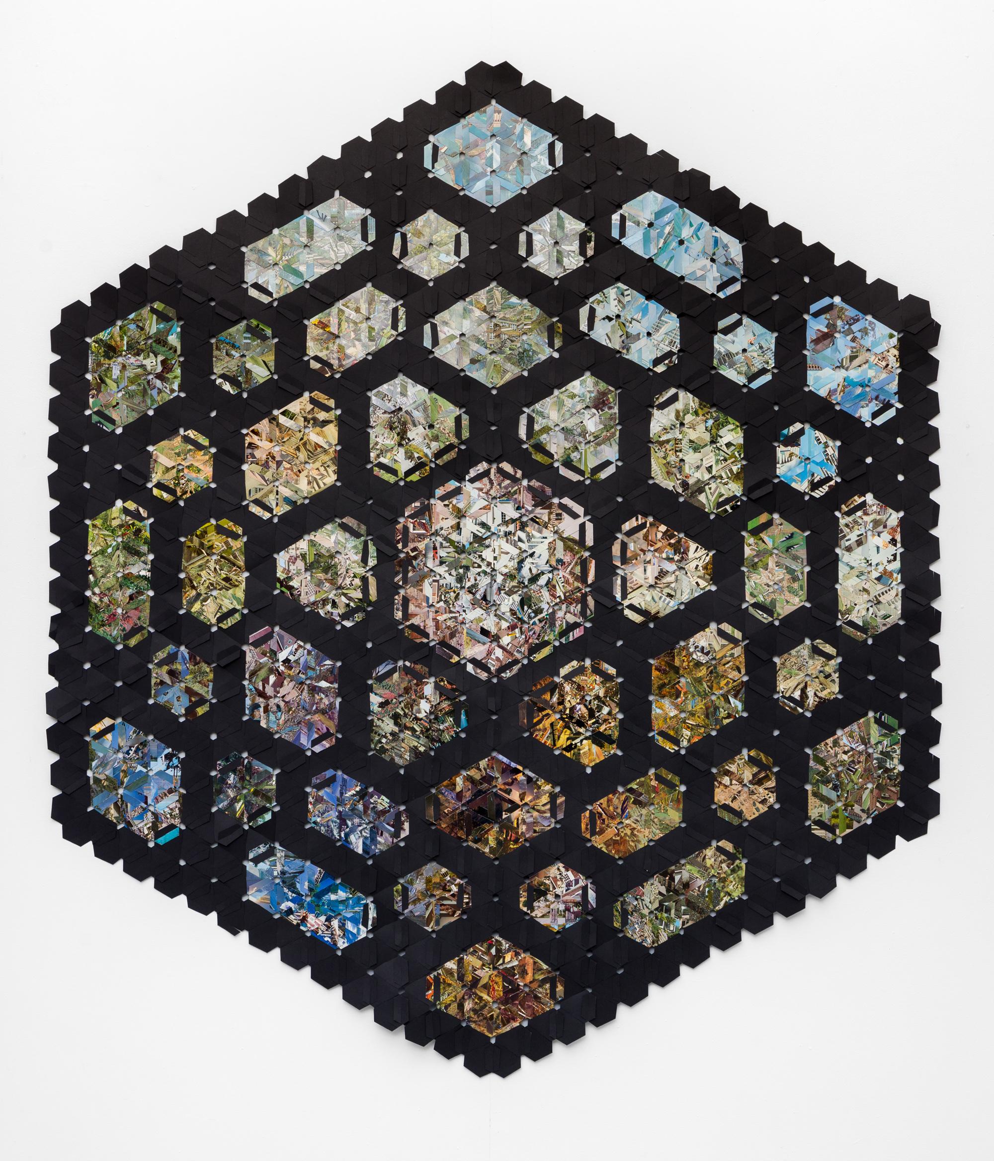 "I VI", Abstract Geometric Woven Paper Wall-Hanging Sculpture