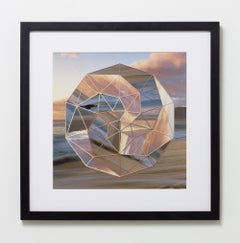 „Transformation 3“, abstrakte, bestickte geometrische Papiercollage, gerahmt