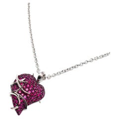 Shaun Leane 18k White Gold & Ruby Thorned Heart Pendant Necklace