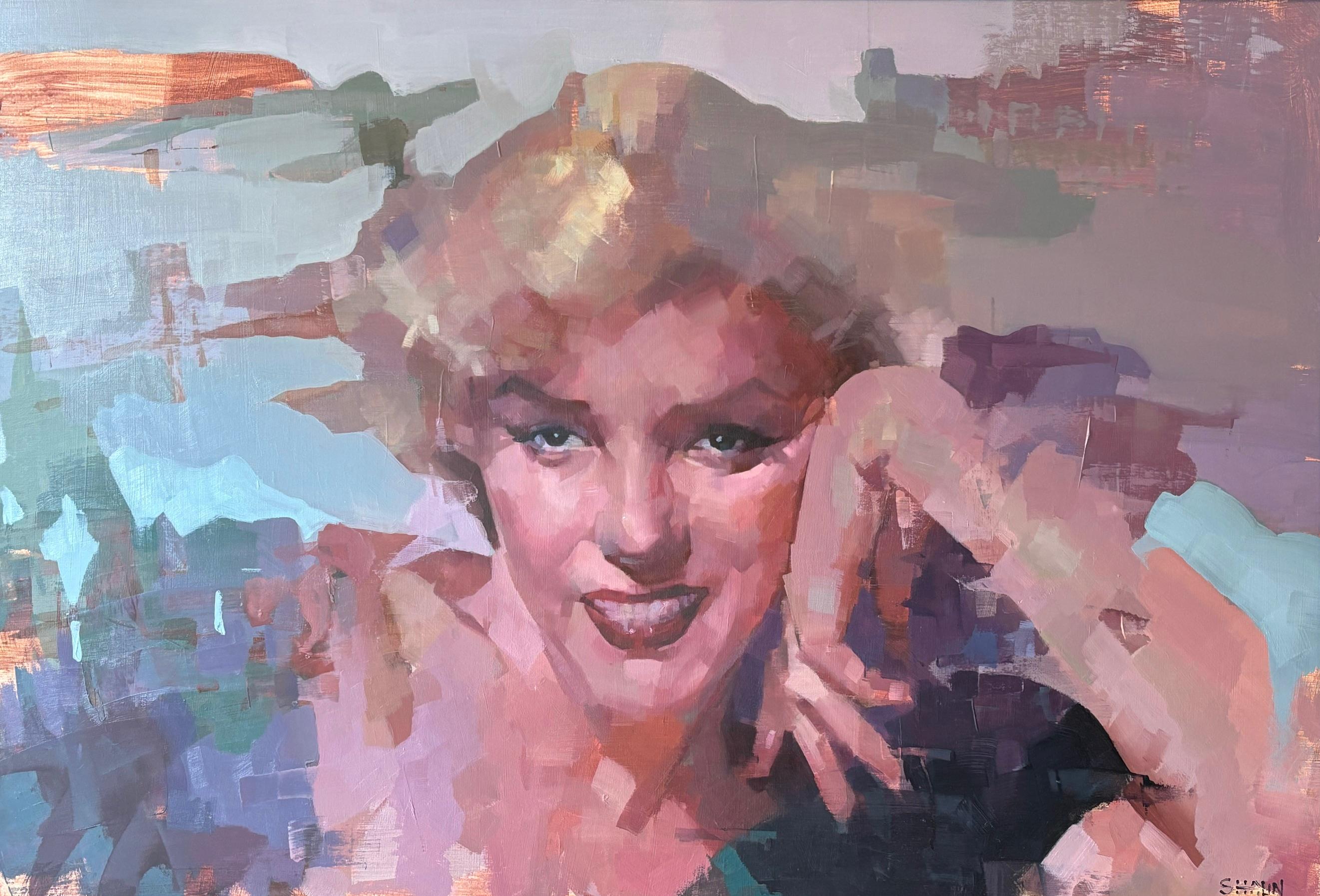 Trascender a Marilyn - pintura al óleo figurativa original - obra de arte contemporánea