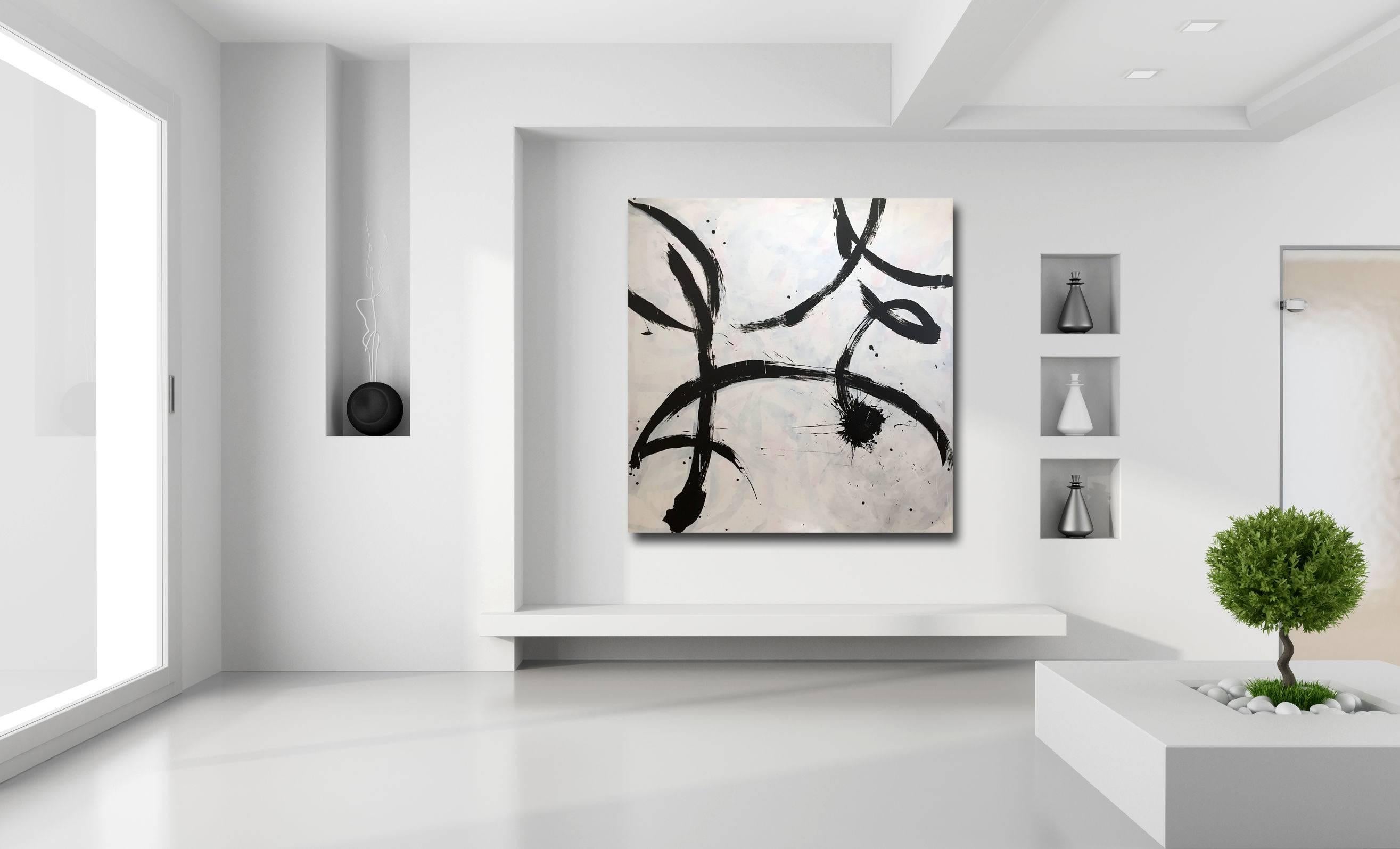Salsa  - large original black and white artwork - Abstract Painting by Shauna La
