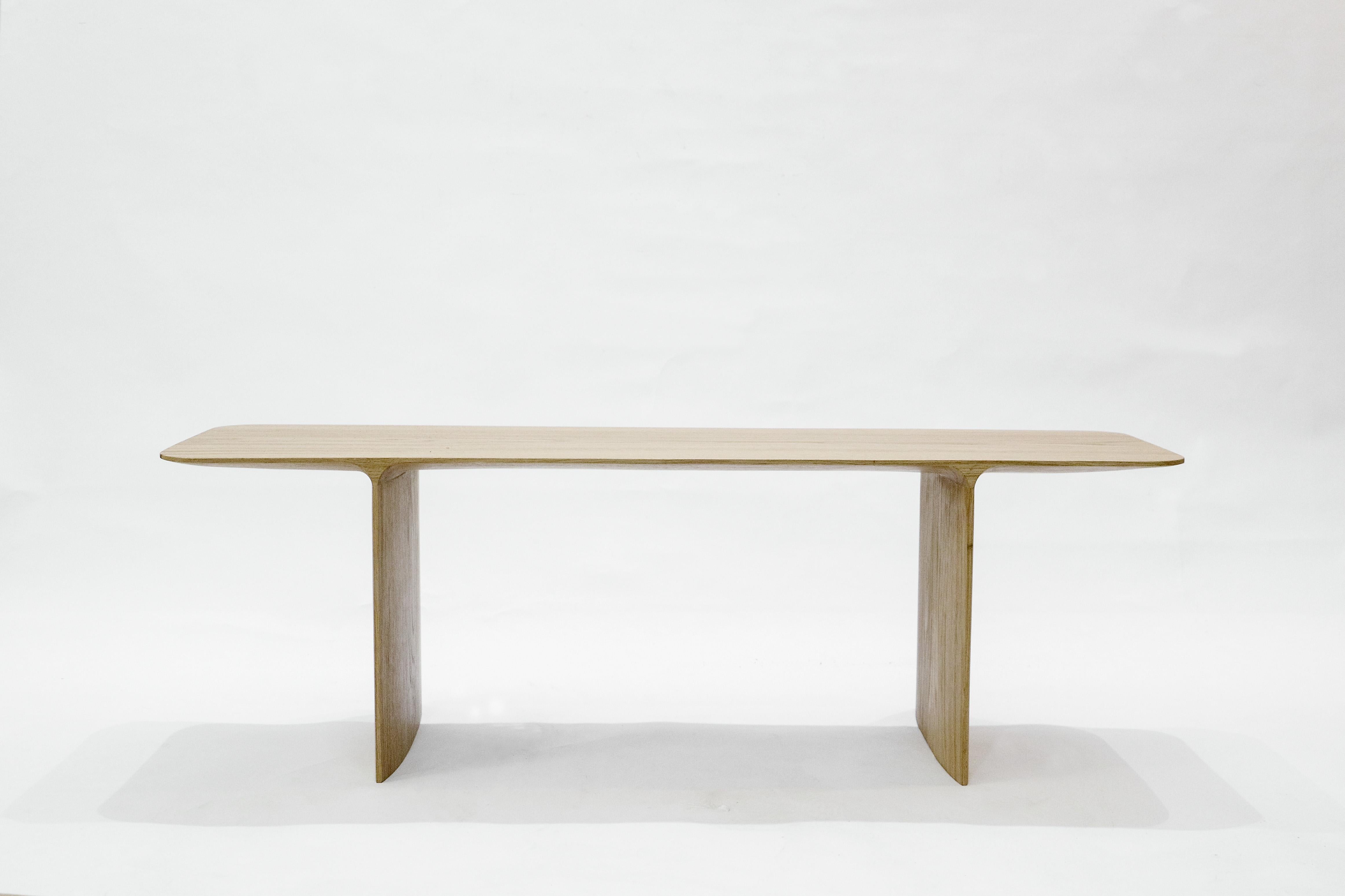 Shave oak bench by Cedric Breisacher
Dimension: L 160 x W 40 x H 45 cm
Materials: Oak.
Finish: Wax-oiled.
Available in Oxyde Black finish.
Can be made to order in other lengths.

Minimalist lines for an iconic bench. Hand carved with manual tools,