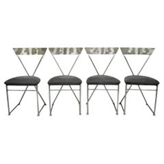 Shaver Howard Sillas de Comedor Modernistas Italianas de Metal Cepillado - Set de 4