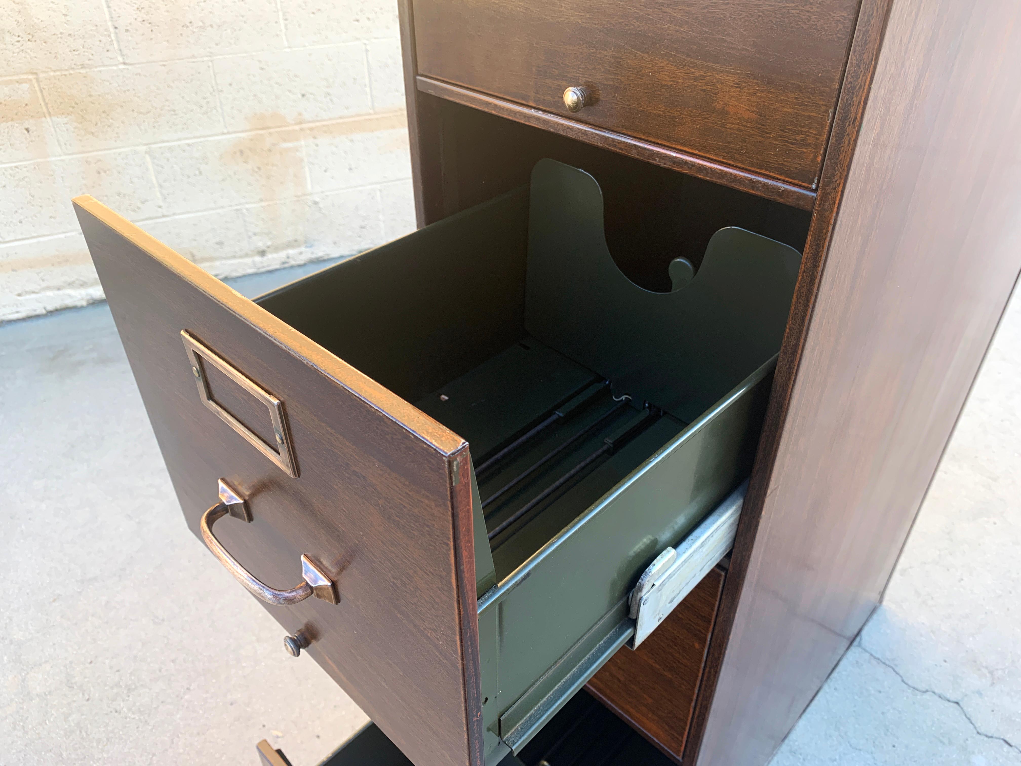 American Shaw Walker 1940s File Cabinet with Brass Hardware