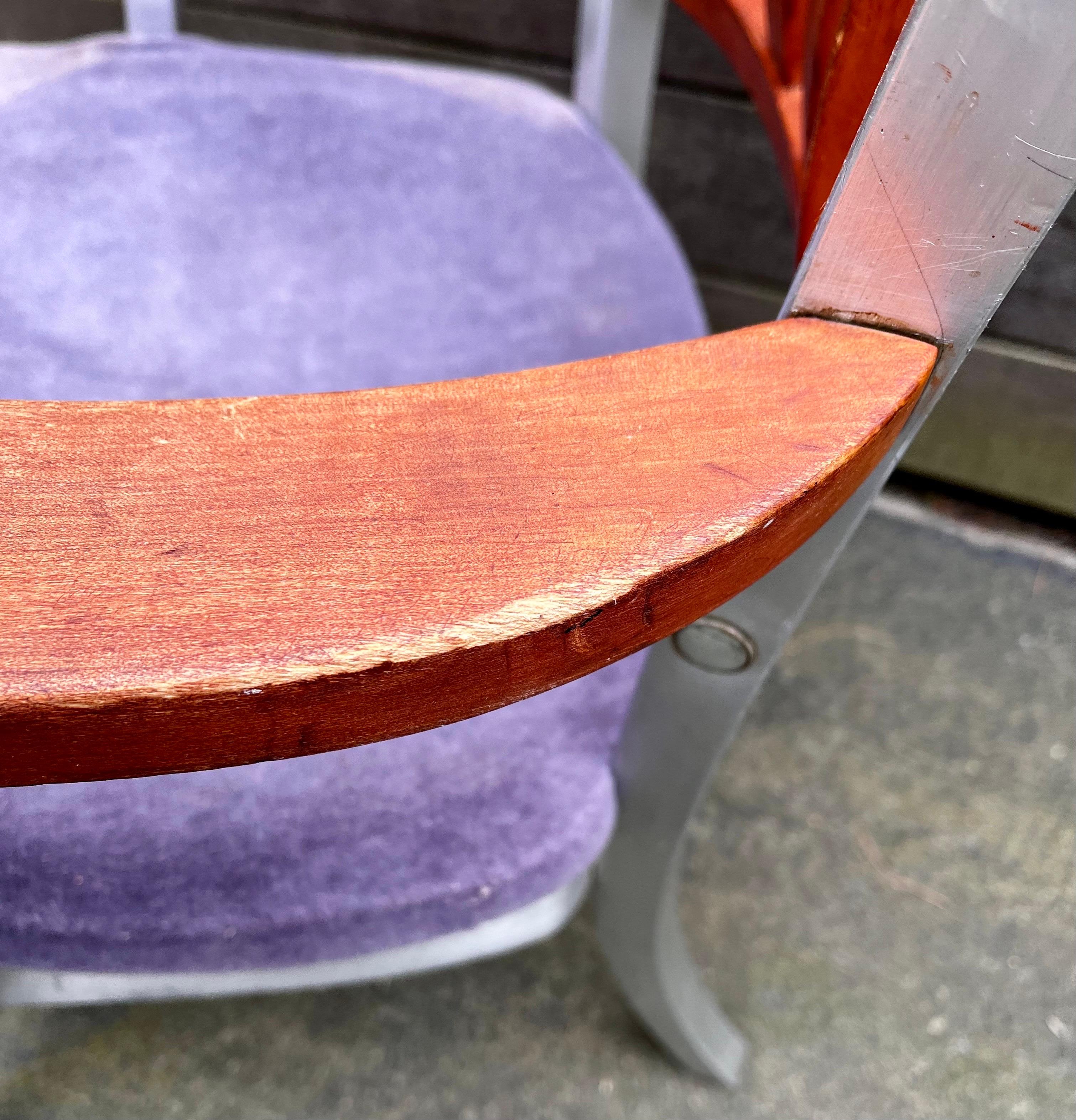 Shaw Walker Aluminum and Wood Armchair, circa 1940 (for restoration) For Sale 4