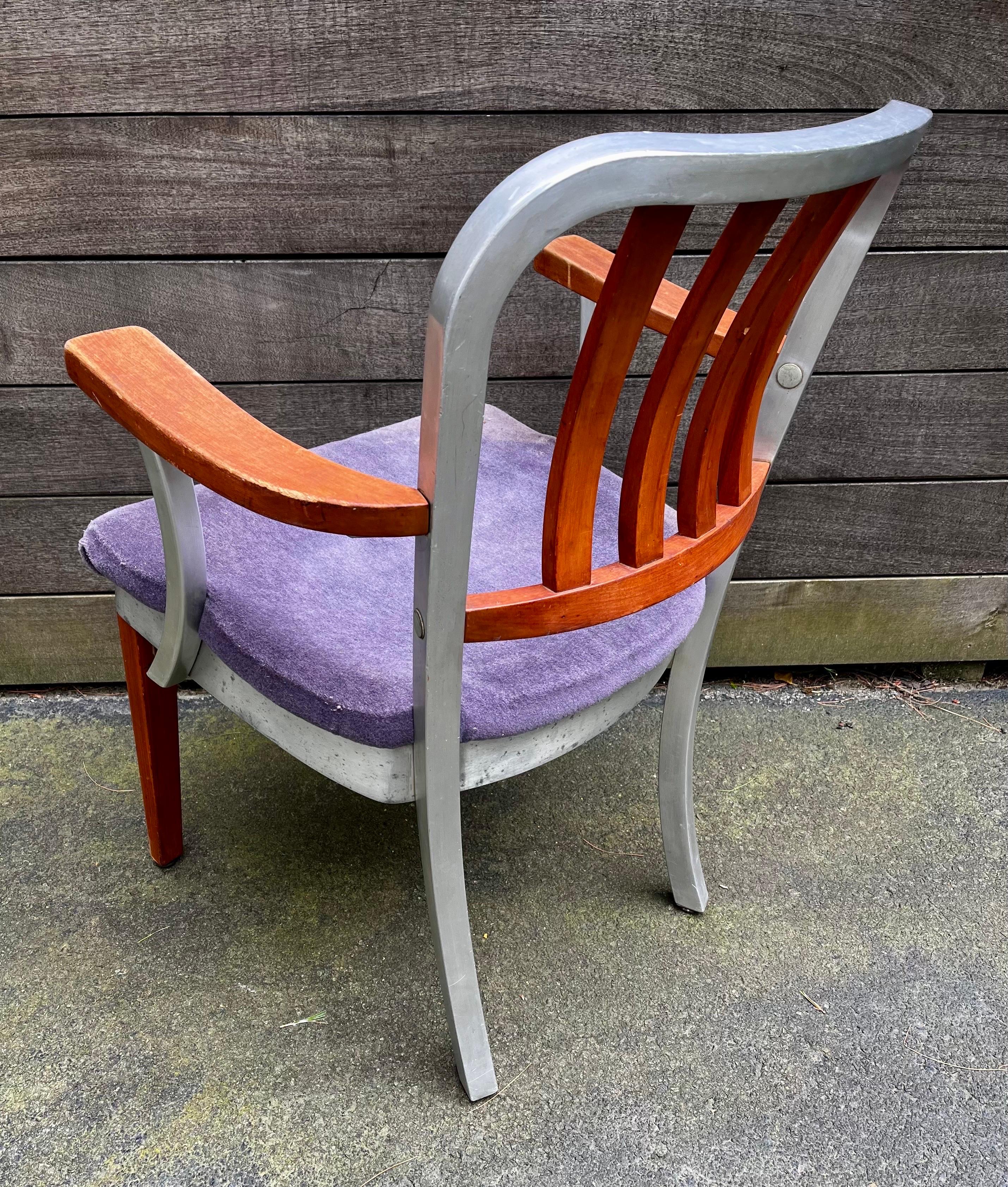 American Shaw Walker Aluminum and Wood Armchair, circa 1940 (for restoration) For Sale