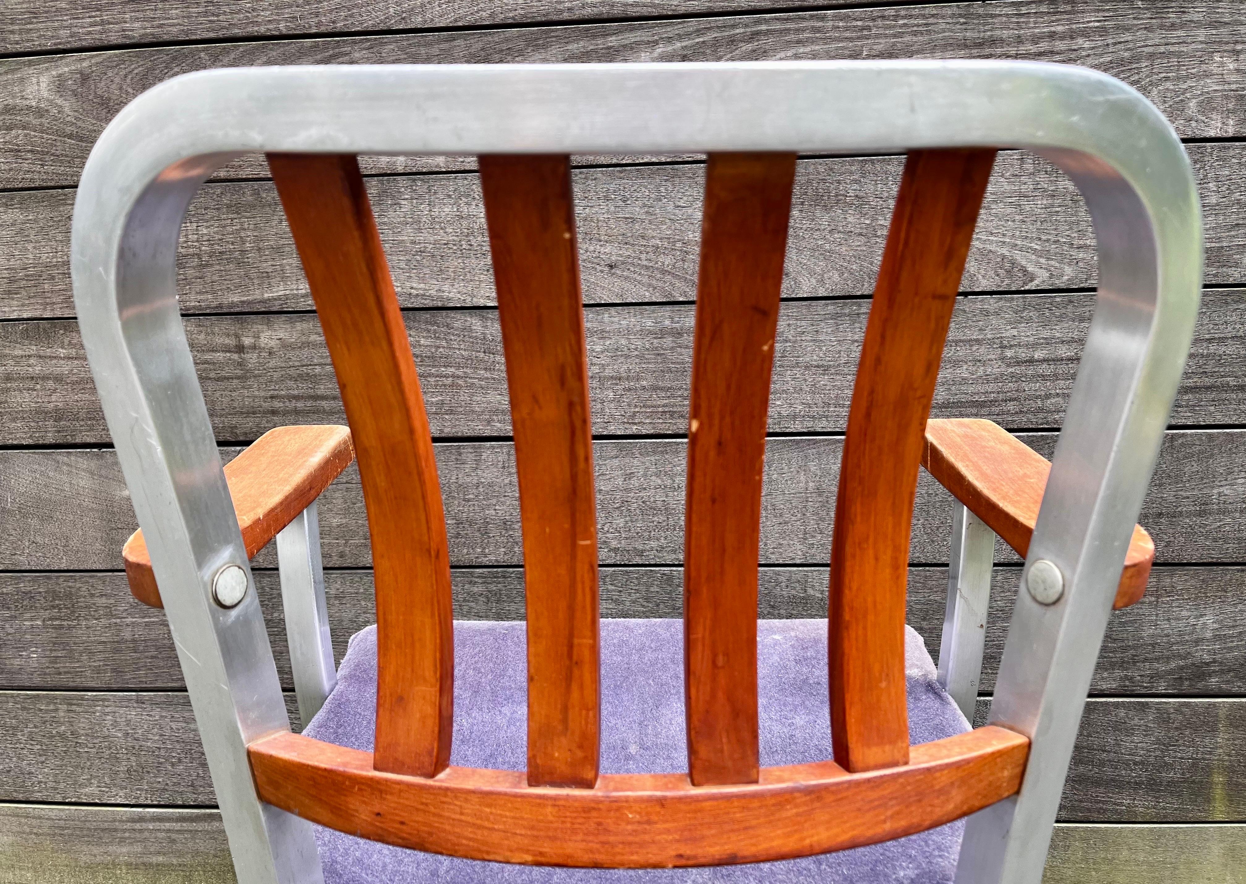 Shaw Walker Aluminum and Wood Armchair, circa 1940 (for restoration) For Sale 2