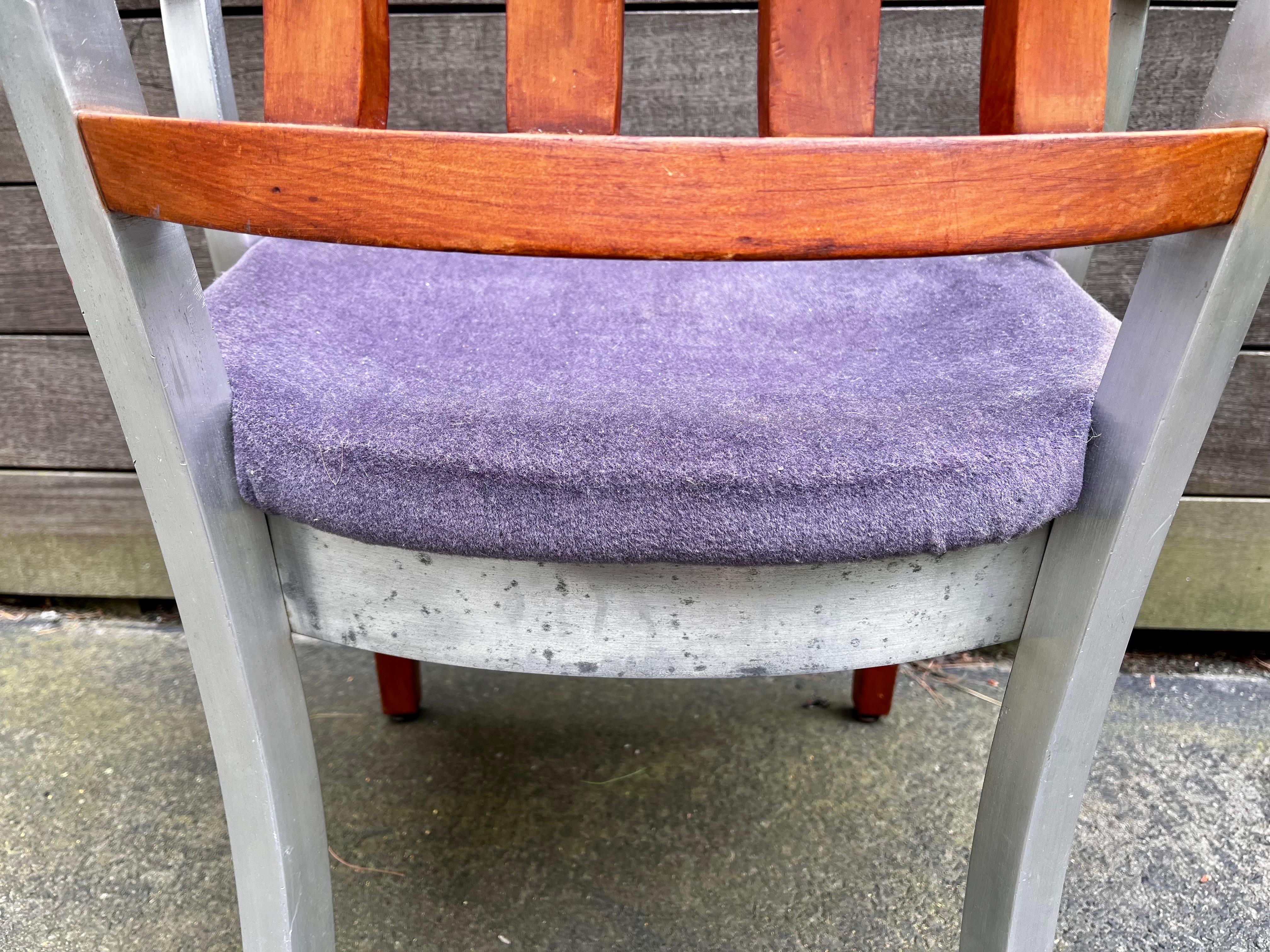 Shaw Walker Aluminum and Wood Armchair, circa 1940 (for restoration) For Sale 3