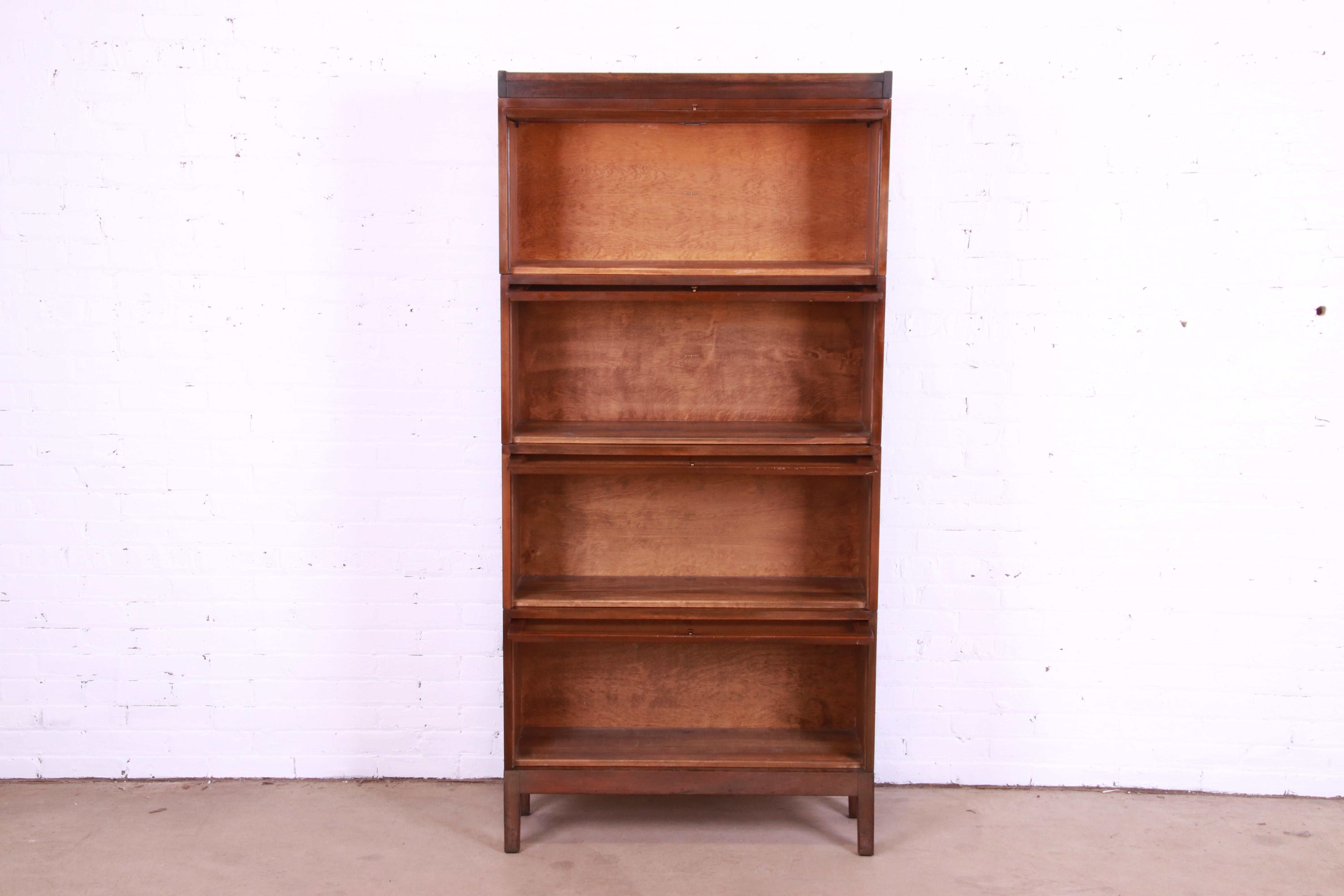 American Shaw Walker Arts & Crafts Four-Stack Barrister Bookcase, circa 1920s