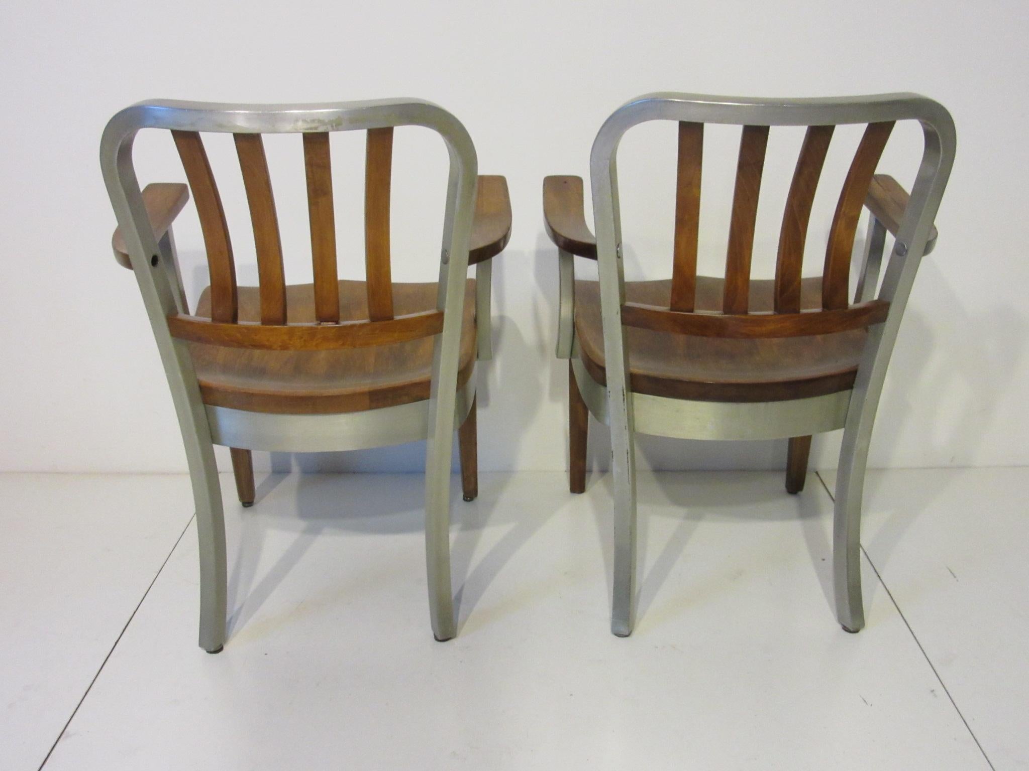 American Shaw Walker Industrial Styled Dining or Office Armchairs