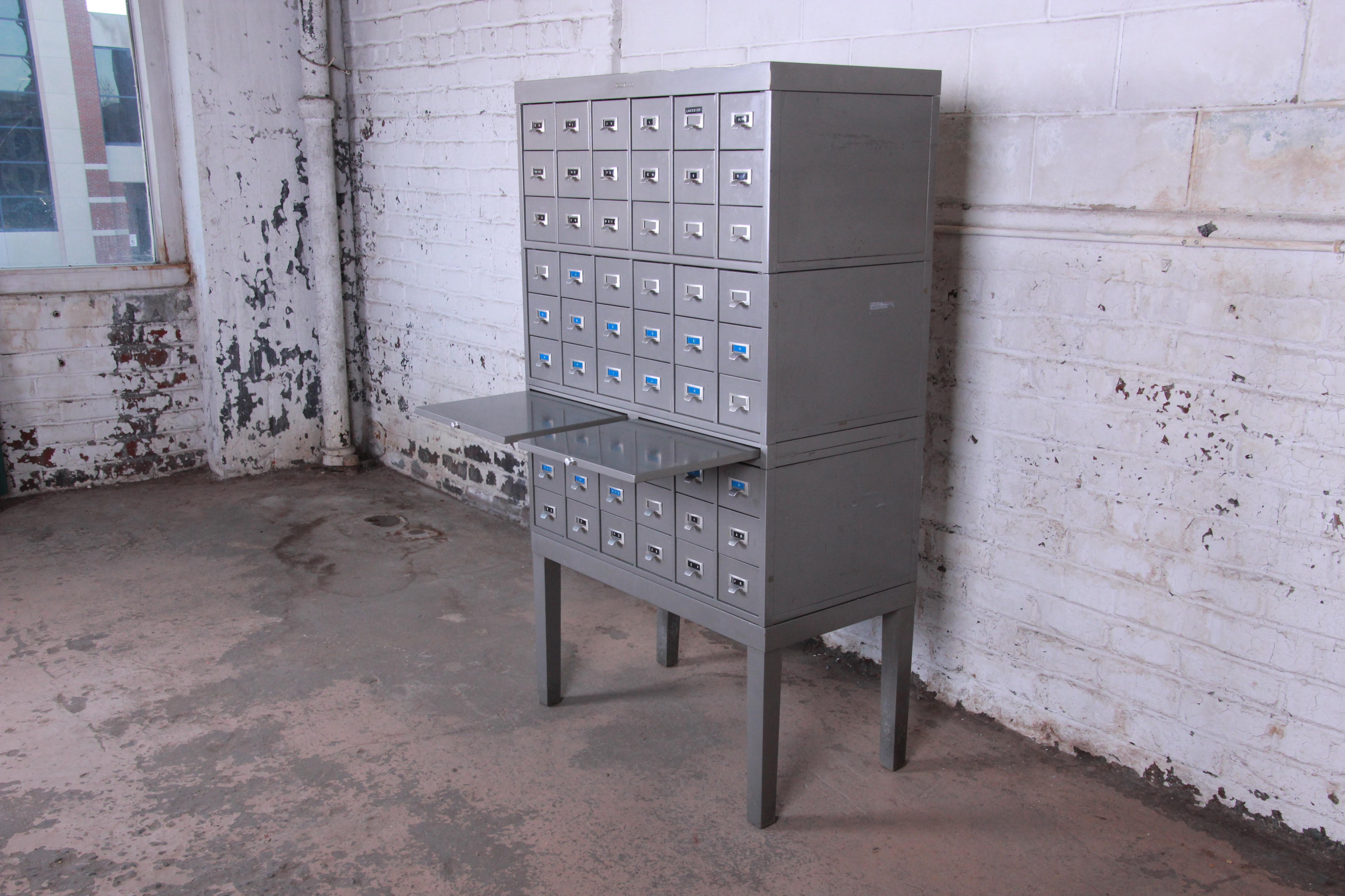 Mid-Century Modern Shaw Walker Midcentury Industrial Age 54-Drawer Metal Library Card Catalog