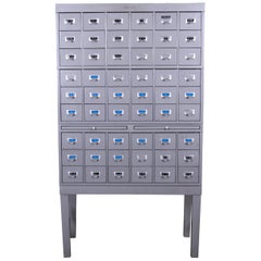 Used Shaw Walker Midcentury Industrial Age 54-Drawer Metal Library Card Catalog