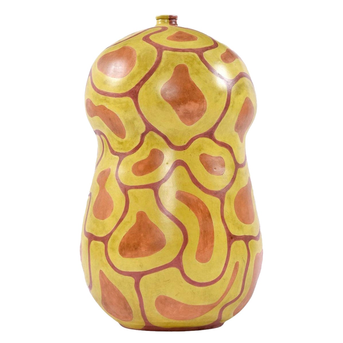 Vaso in ceramica a forma di zucca grande giallo e arancione organico e moderno di Shawn Banks in vendita
