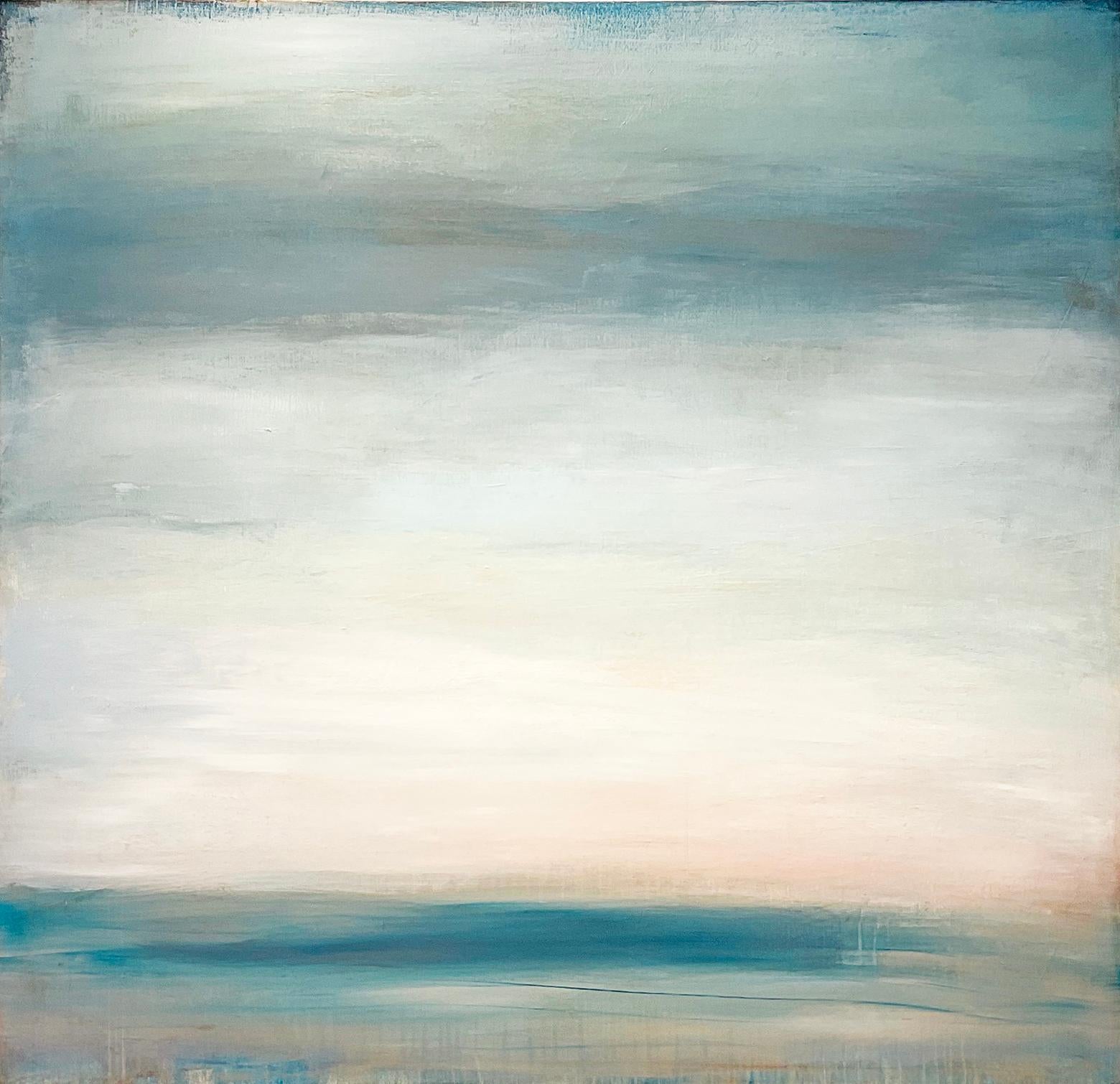 Shawn Dulaney Landscape Painting - Empathy: Abstract Color Field Painting in Shades of Blue, Aqua, Teal 