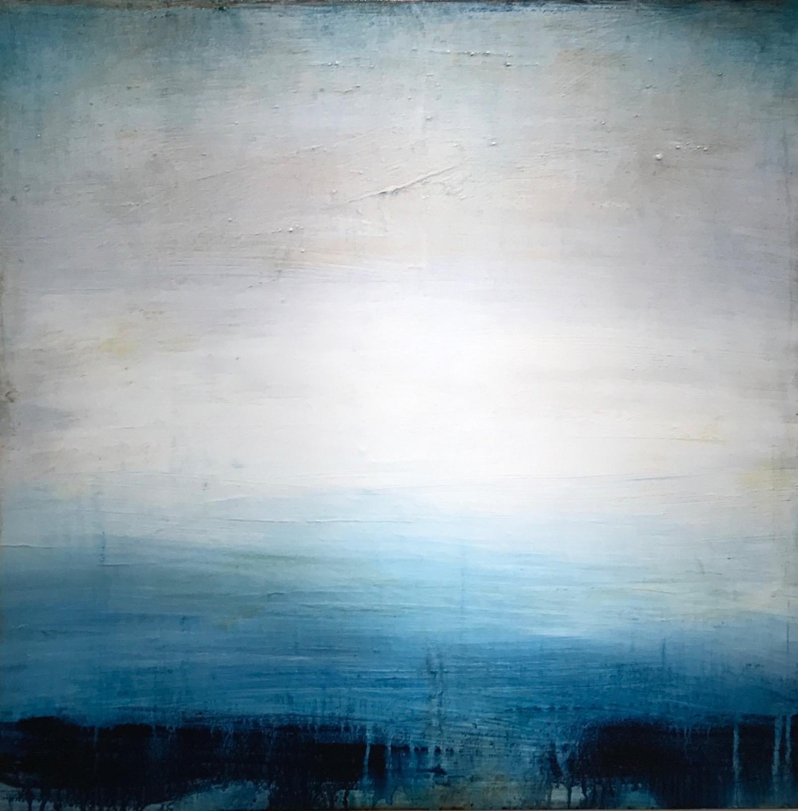 Shawn Dulaney Abstract Painting - "Image of Forgetting"  Blue/white abstraction inspired by water, brilliant light