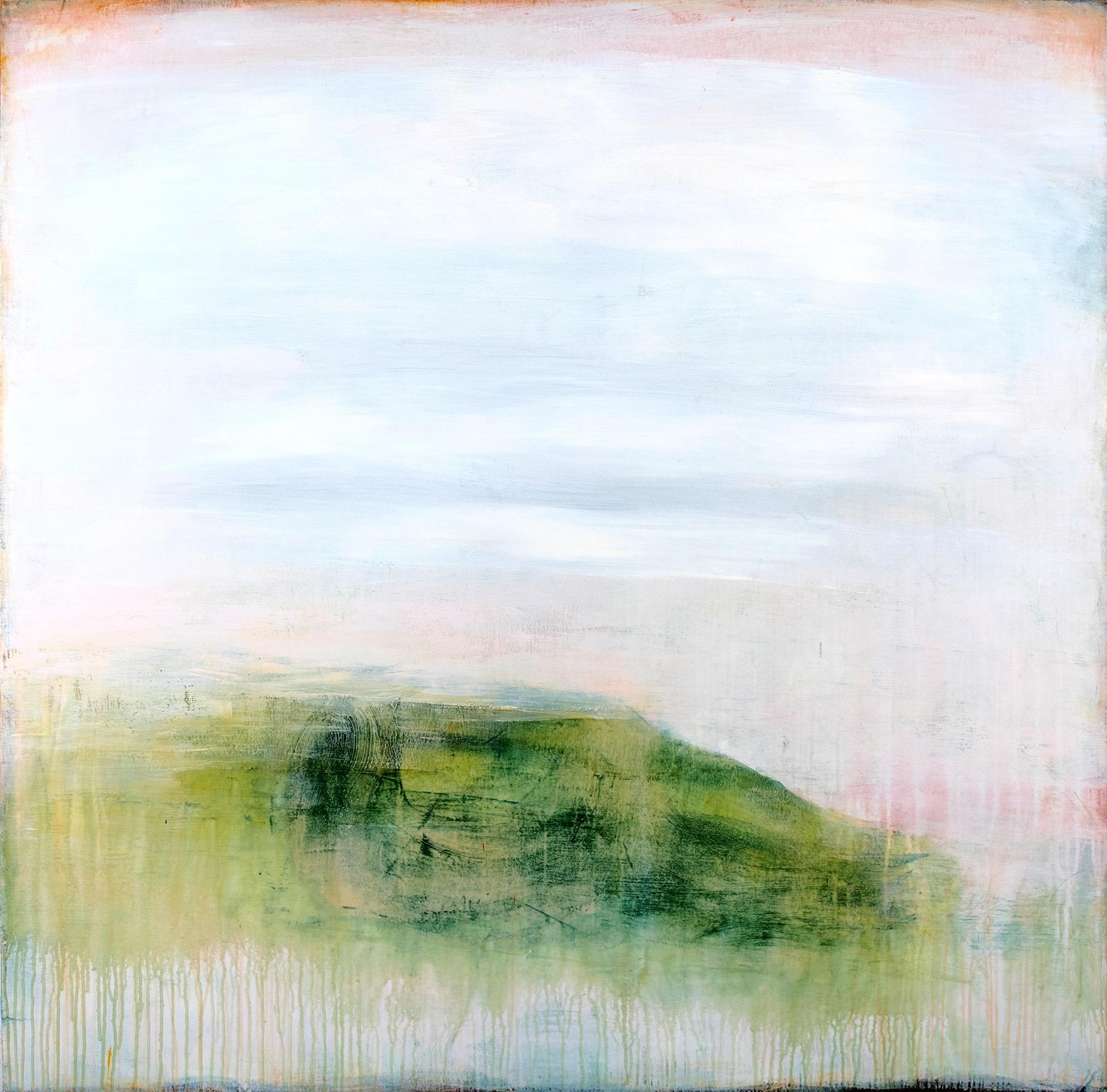 "Journeying"  Light filled square minimal, expressionist abstraction (landscape)