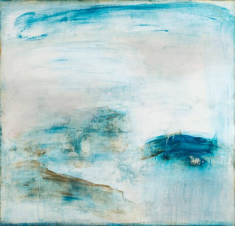 Shawn Dulaney Abstract Painting - "Many Hopes" Abstract Blue Water Sky Contemporary Oil Paint