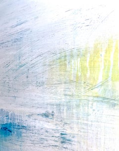 "River"  Luminous abstraction, water reference, shades of blue, white, yellow