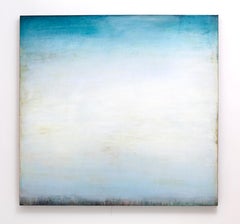 "Subtle Mind"  Großes, leuchtendes, blau-weißes, minimalistisches Gemälde mit Wasserreferenz