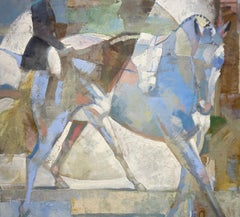 Shawn Faust, "Equicentric", 36x40 Abstract Equestrian Mixed Media Painting 
