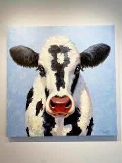 Shawn Faust, "Holstein III", 36x36 Cow Portrait Oil Painting on Canvas