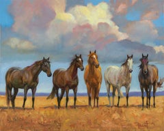Shawn Faust, "Hoof Band", 24x30 Western Landscape Equine Oil Painting on Canvas